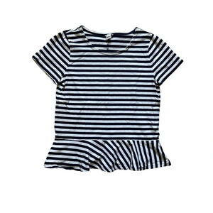 J. Crew Striped Peplum Top Navy Blue/ White Size‎ M
